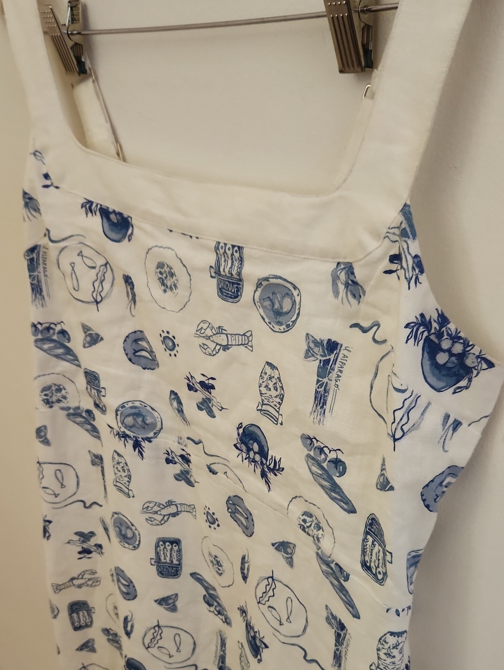 Abercrombie & Fitch Linen Lined Coastal Lobster Sea Mini Blue White Dress XLP - Picture 5 of 11